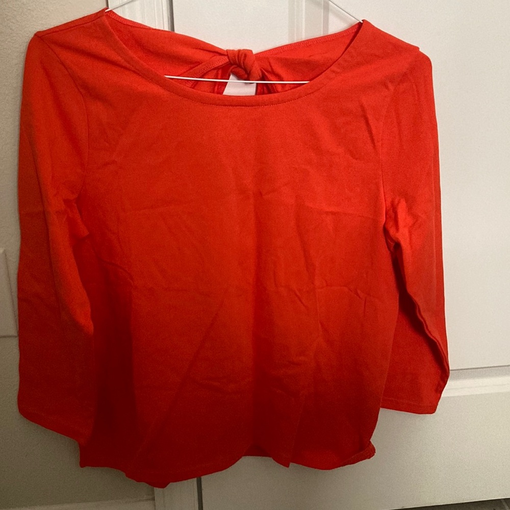 Jcrew long sleeve black mariner cloth t shirt orange women’s top size medium